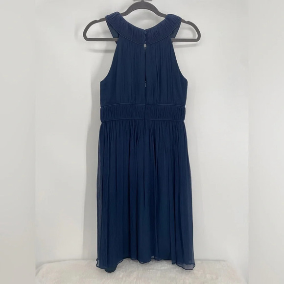 Maggie London 100% Silk Dark Navy Cocktail Evening Dress Minimal Size 4 - Picture 1 of 7
